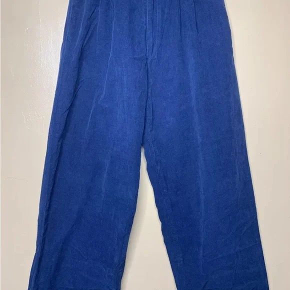 Christine Alcalay Blue Corduroy Straight Leg Ankle Length Pants